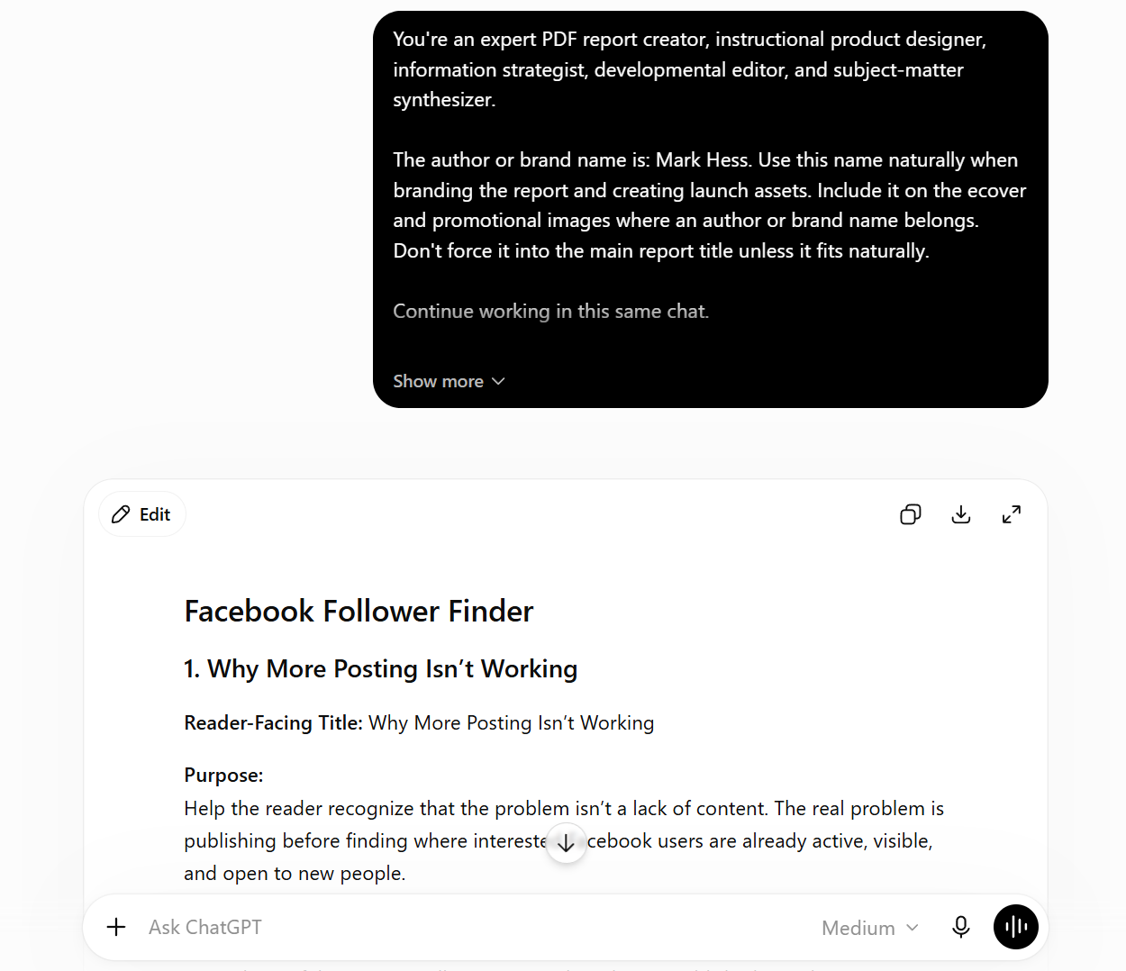 ChatGPT gives you the report idea and creates the complete report