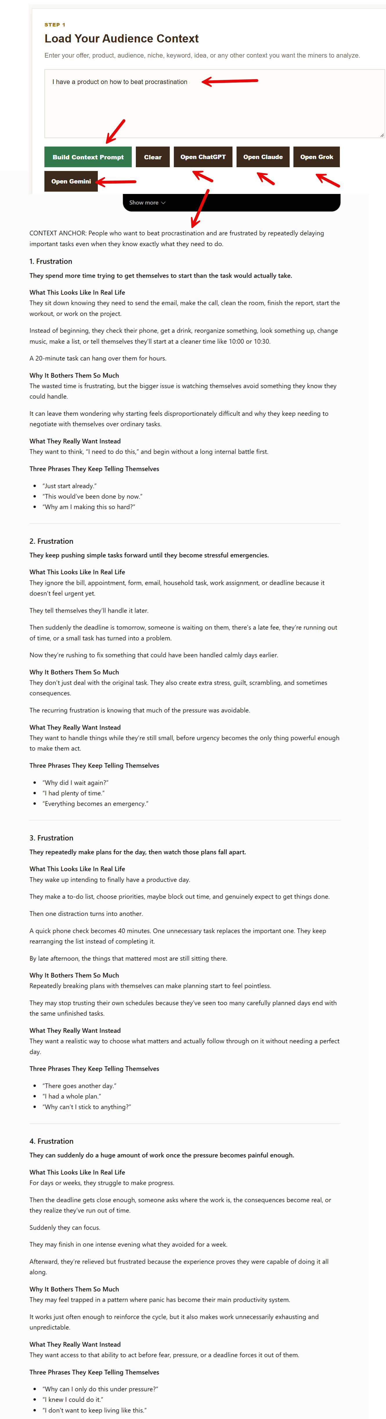 Audience Traffic Miner steps 1 and 2