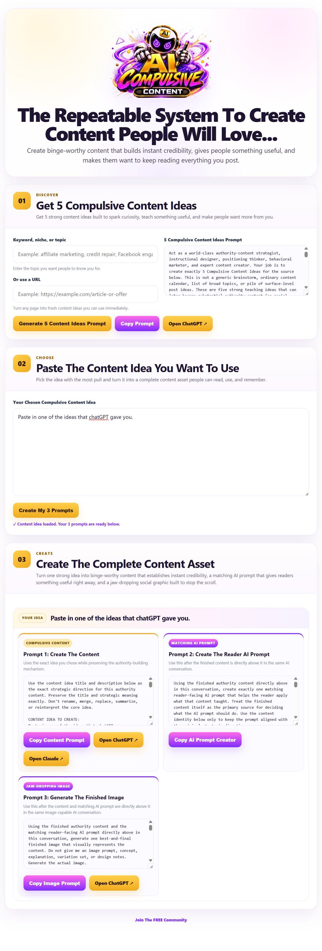 AI Compulsive Content dashboard